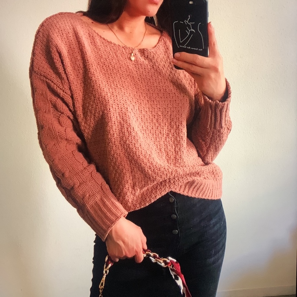 Mauve Chenille Knit Sweater
